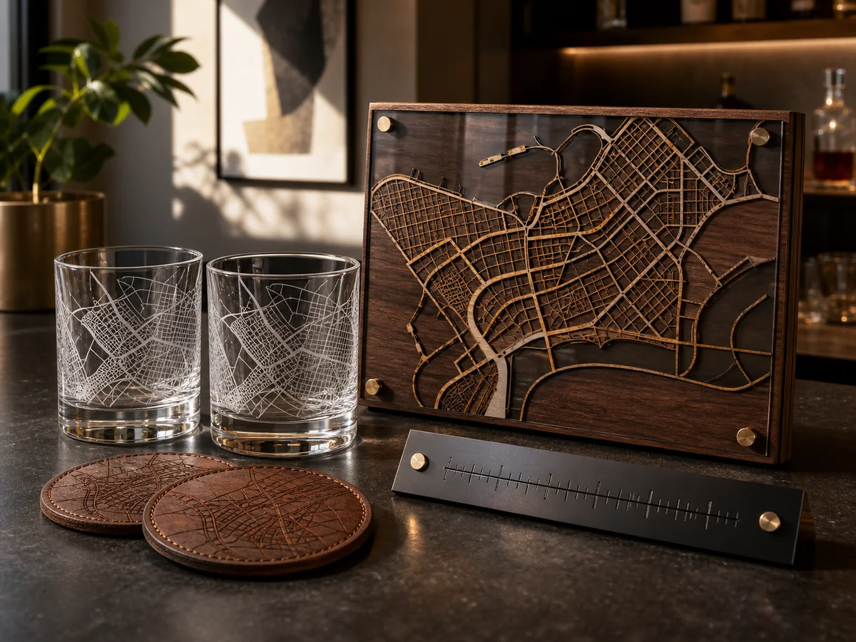 City Map Home Bar Set finished-product example