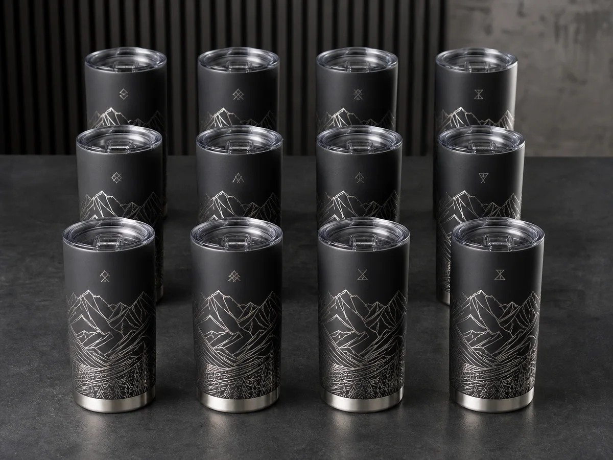 Corporate Tumbler Batch finished-product example